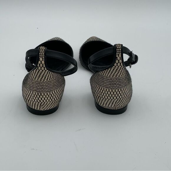 Lafayette 148 New York D’Orsay Black and Cream Patterned Flats Womans size 8/38 - Picture 5 of 13